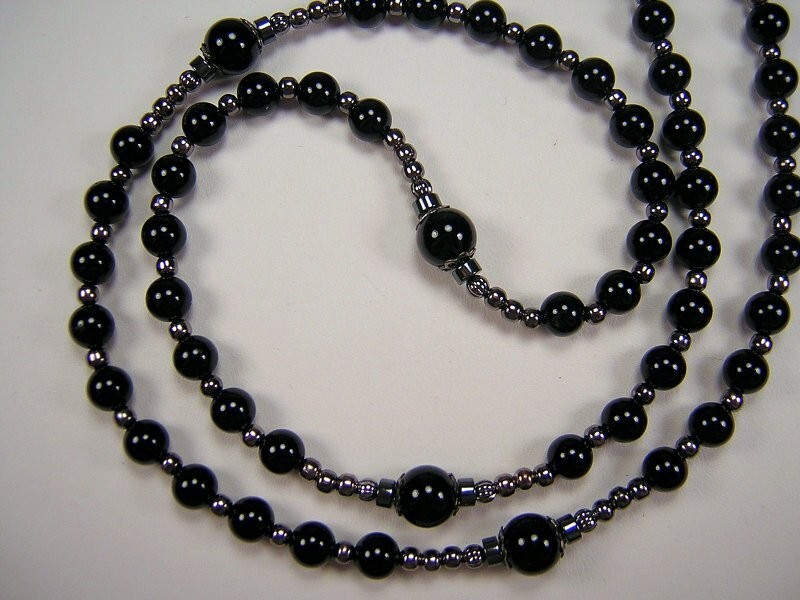 Womens Black Onyx Rosary Catholic 20+” Geniune BLACK Onyx Católico Rosario