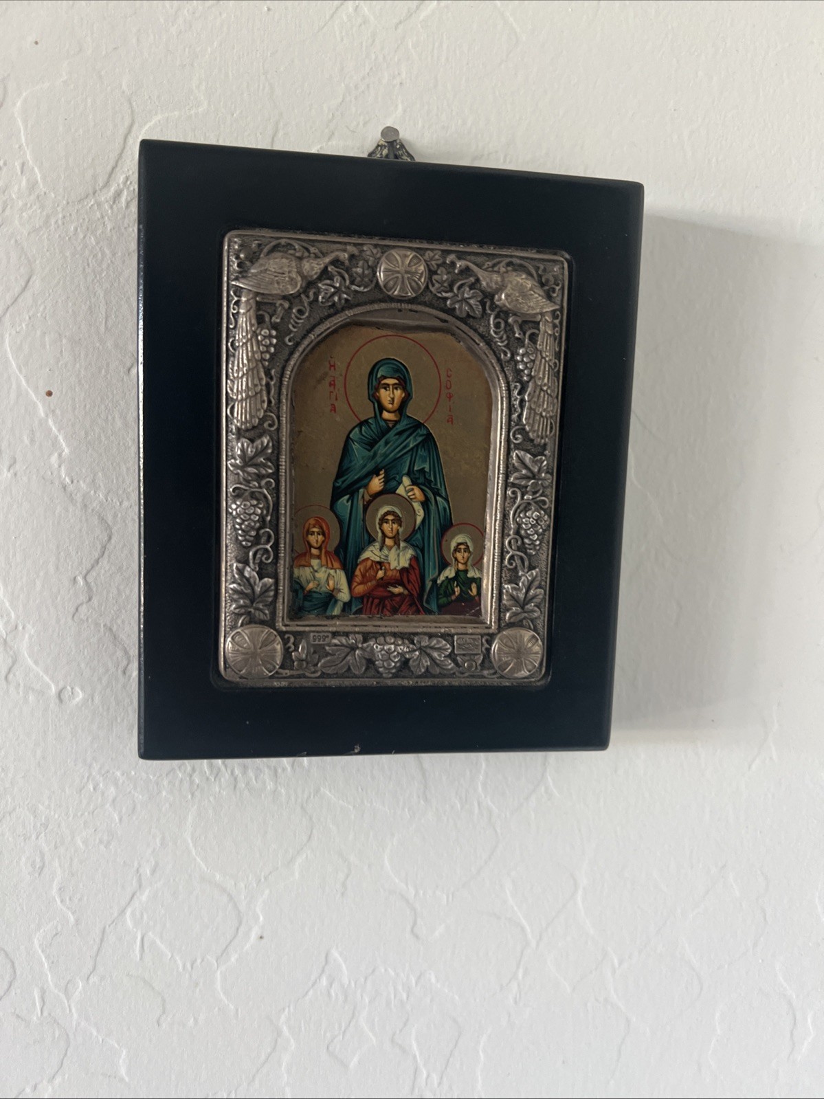 Saint Sophia and her Daughters-plaque 950 Sterling silver Greece