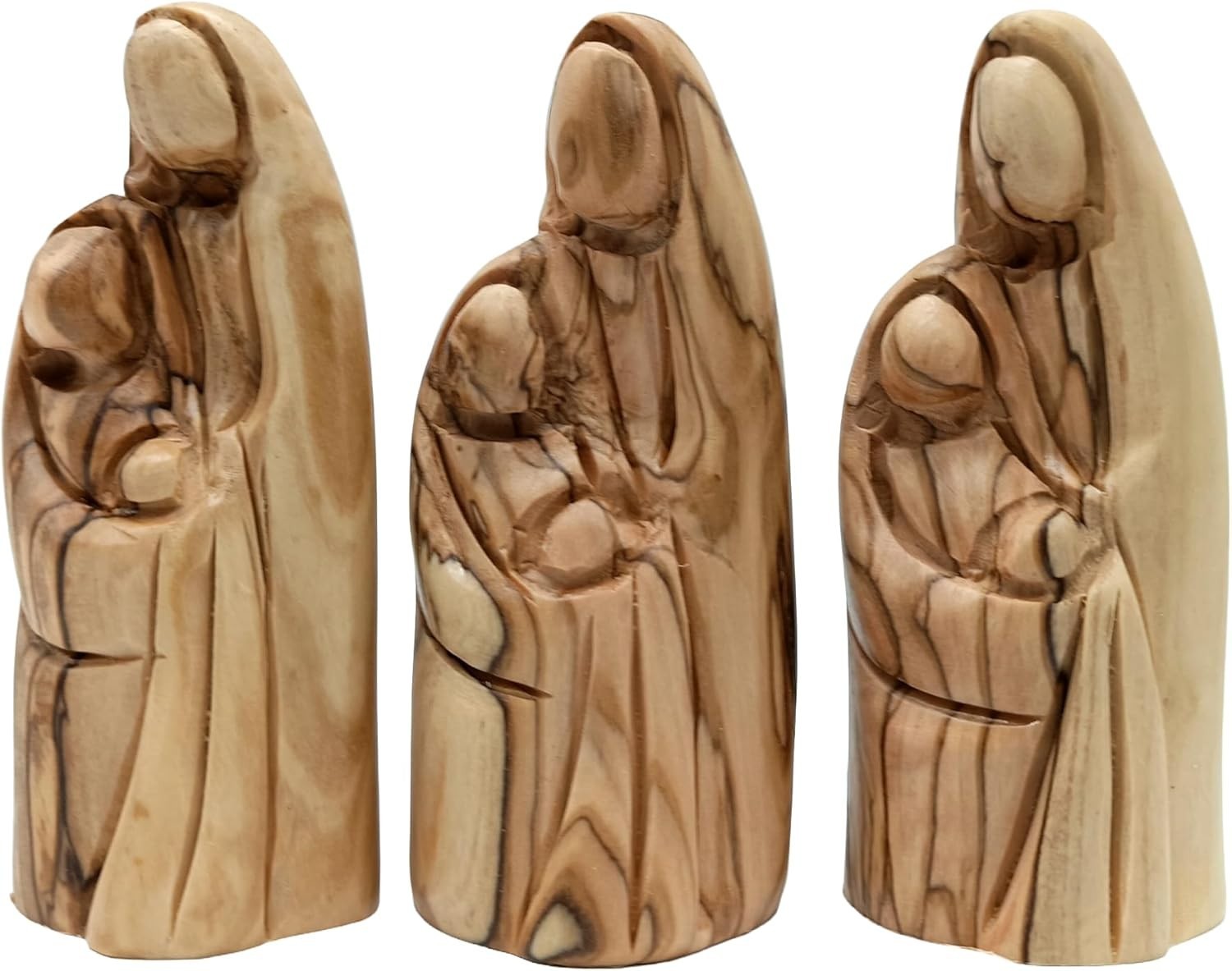 Zuluf Olive Wood Holy Family Figurines 3.9” Set of 3 – Hand Carved Bethlehem