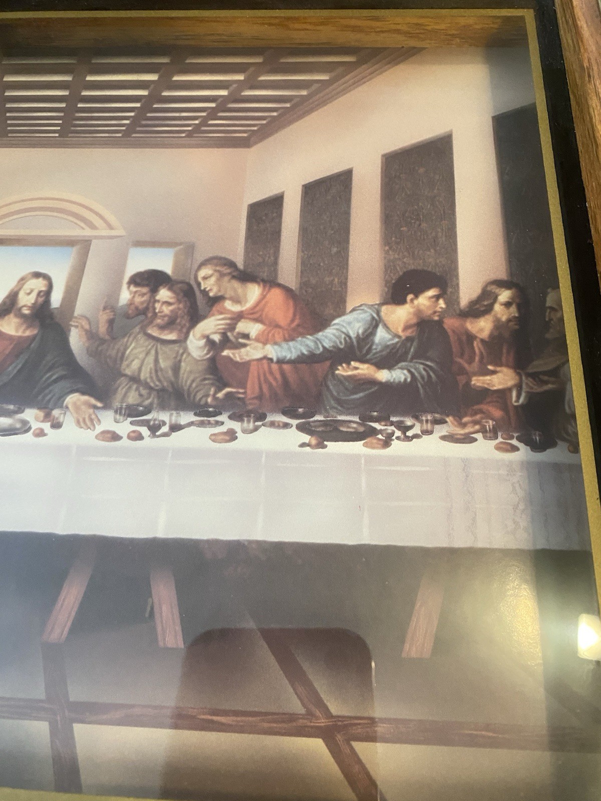 Jesus Christ and The 12 Apostles Last Supper Picture Clock 11 X 14 Works Vintage
