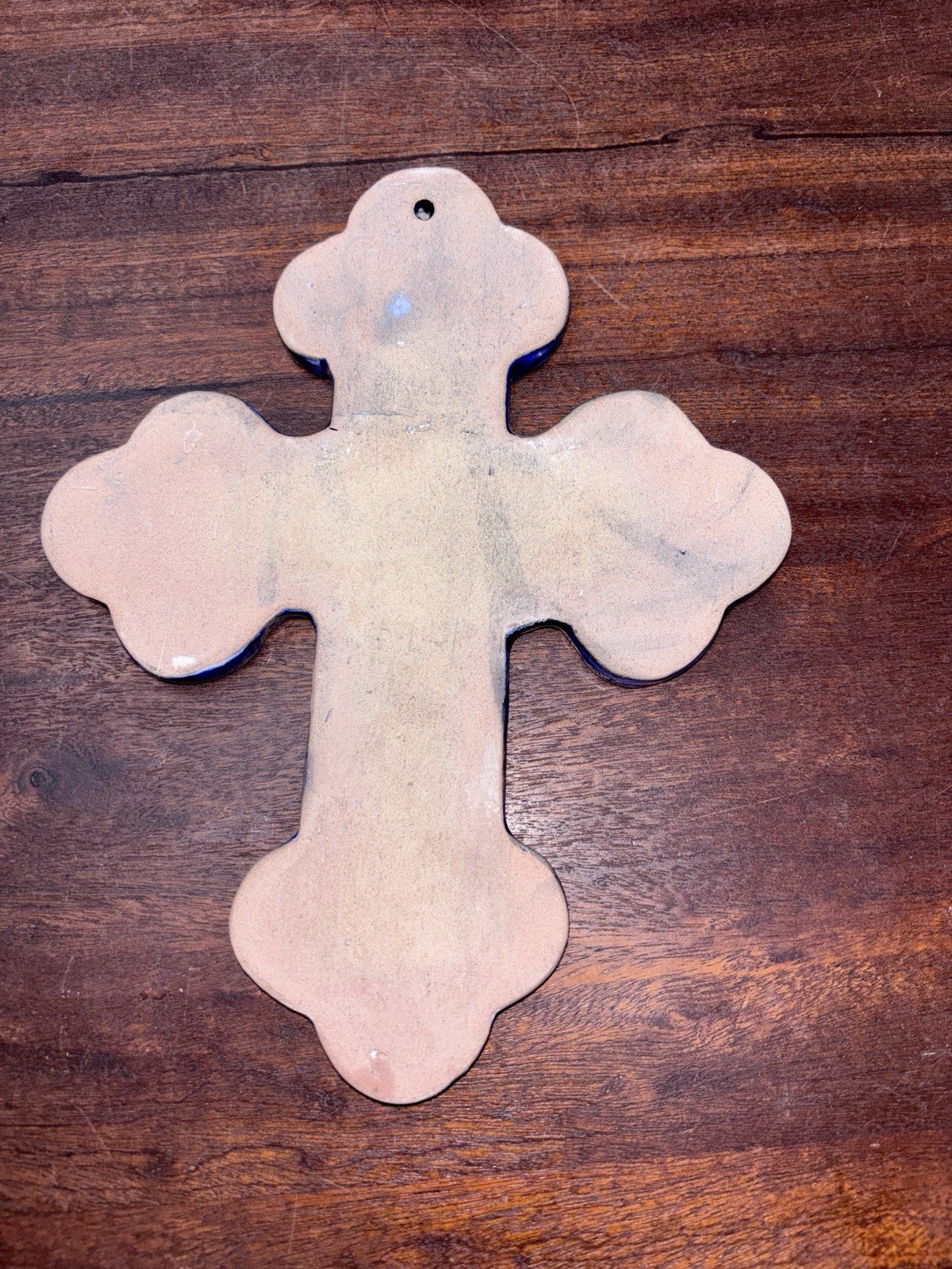 Ceramic Cross Classic Blue & White 8.5”Wall Hanging Art Decor Pottery