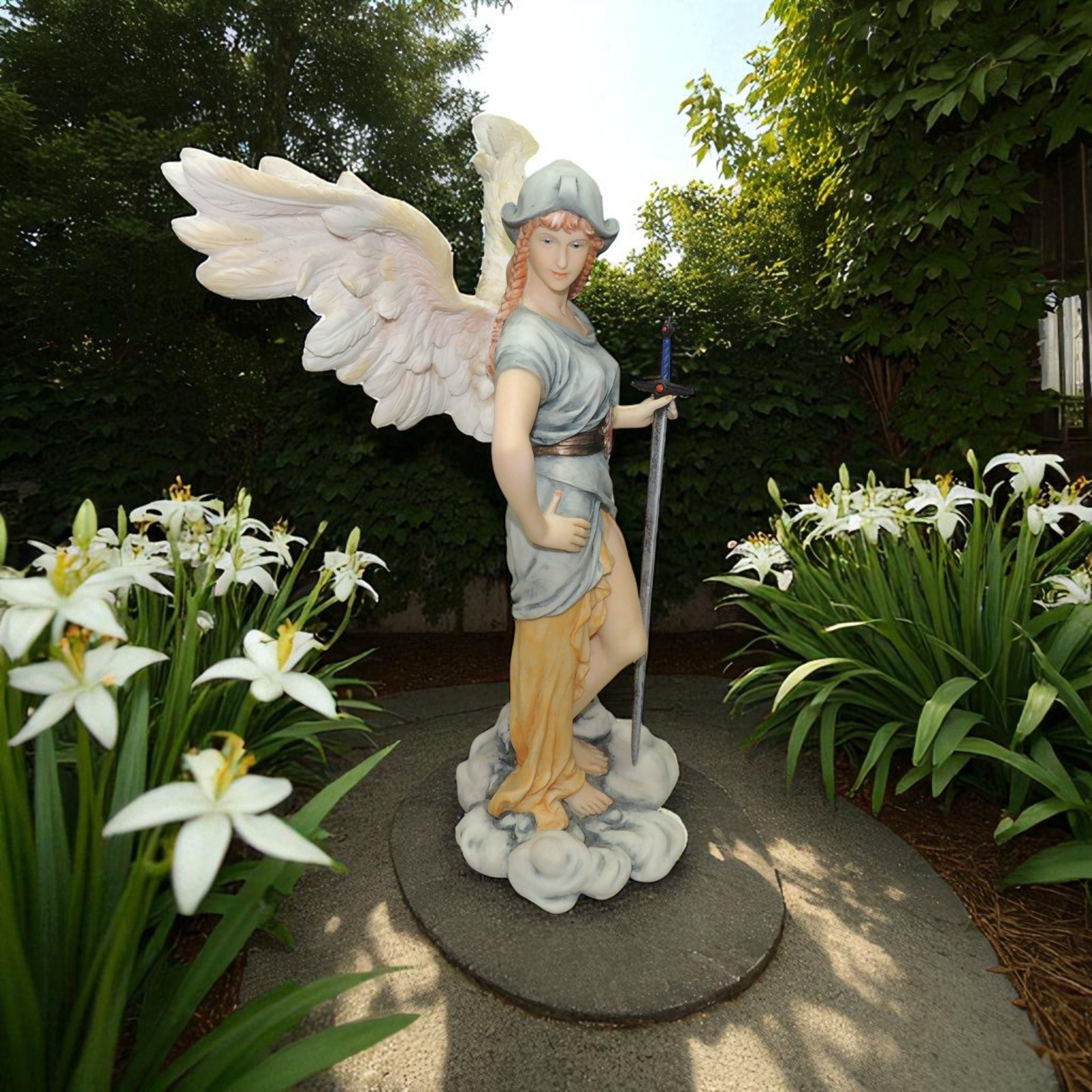 Archangel Gabriel Veronese Statue Hand-Painted Full Color 12″ Wings 2001 Rare
