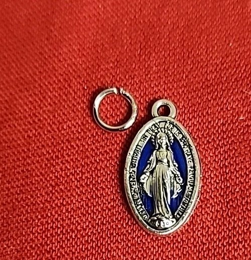 10 Miraculous Silver Tone / Blue Inamel Medal FREE SHIPPING