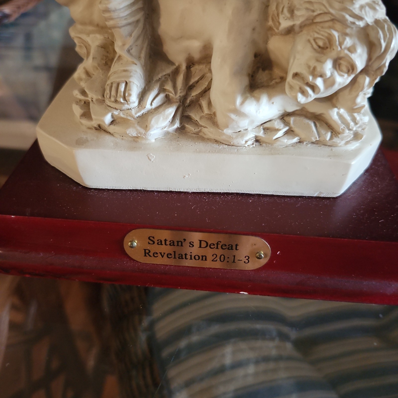 Vintage St Michael Archangel Statue Satan’s Defeat Revelation 20:1-3 12.5″ T x8″