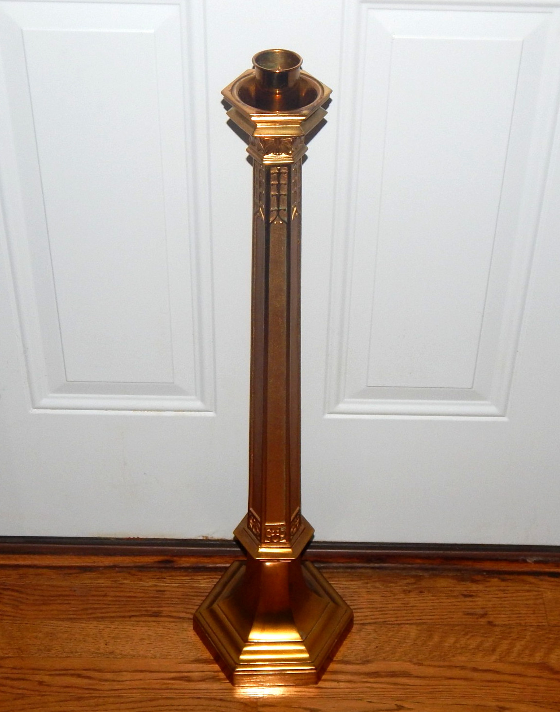 Vintage Antique Brass Catholic Church Altar 30″ Large Heavy Candle Holder