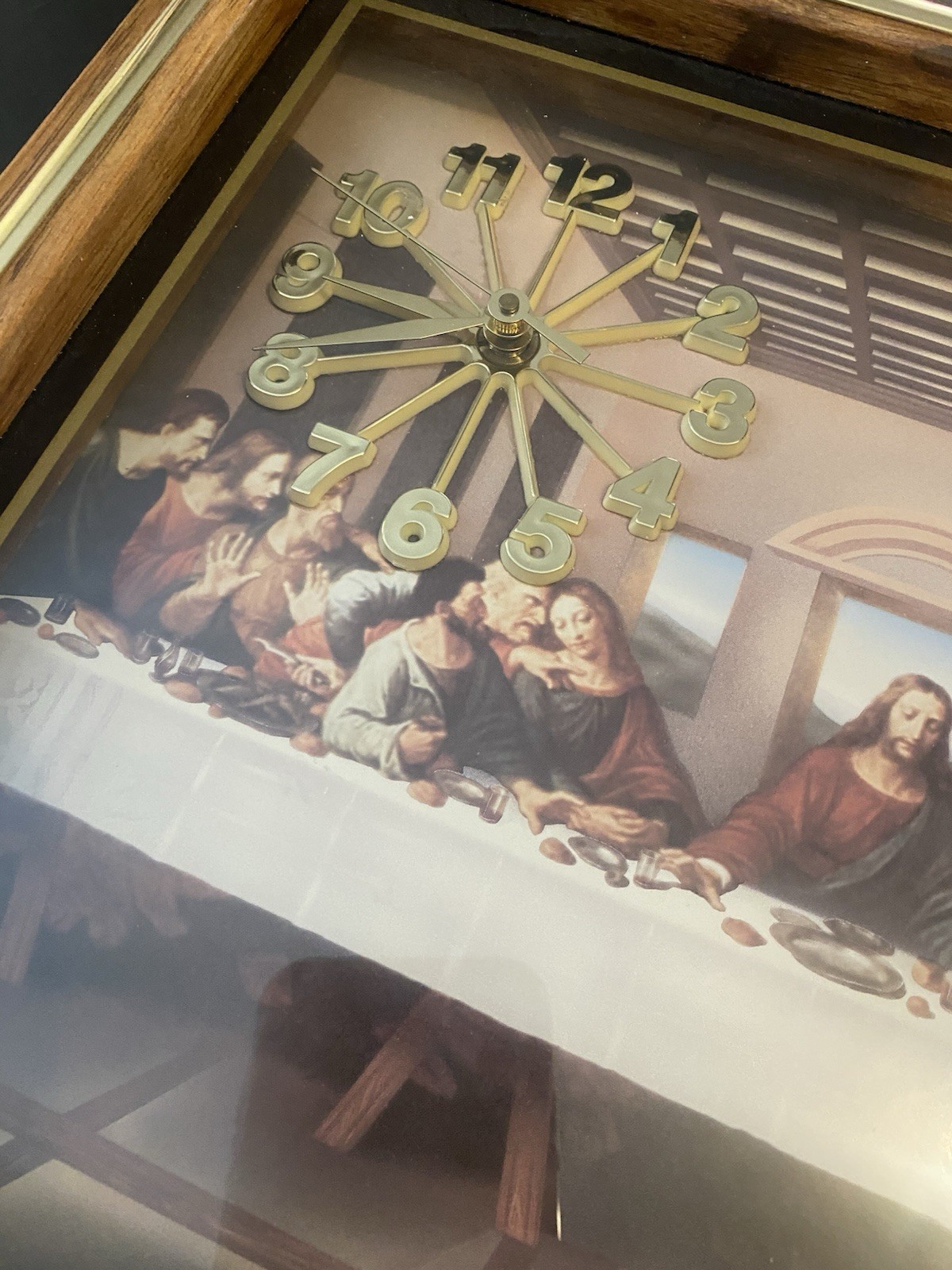 Jesus Christ and The 12 Apostles Last Supper Picture Clock 11 X 14 Works Vintage