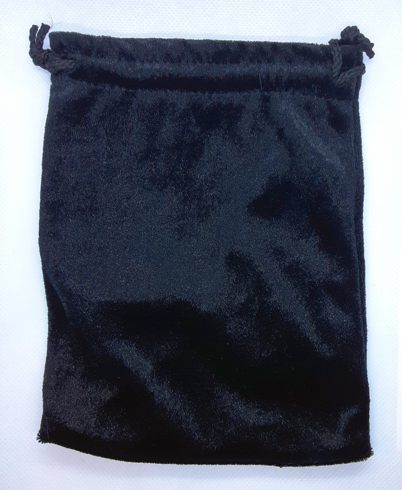 Black Fur Blue Satin Lined Drawstring Bag Pouch Tarot Runes Dice 5 1/2″ x 7″