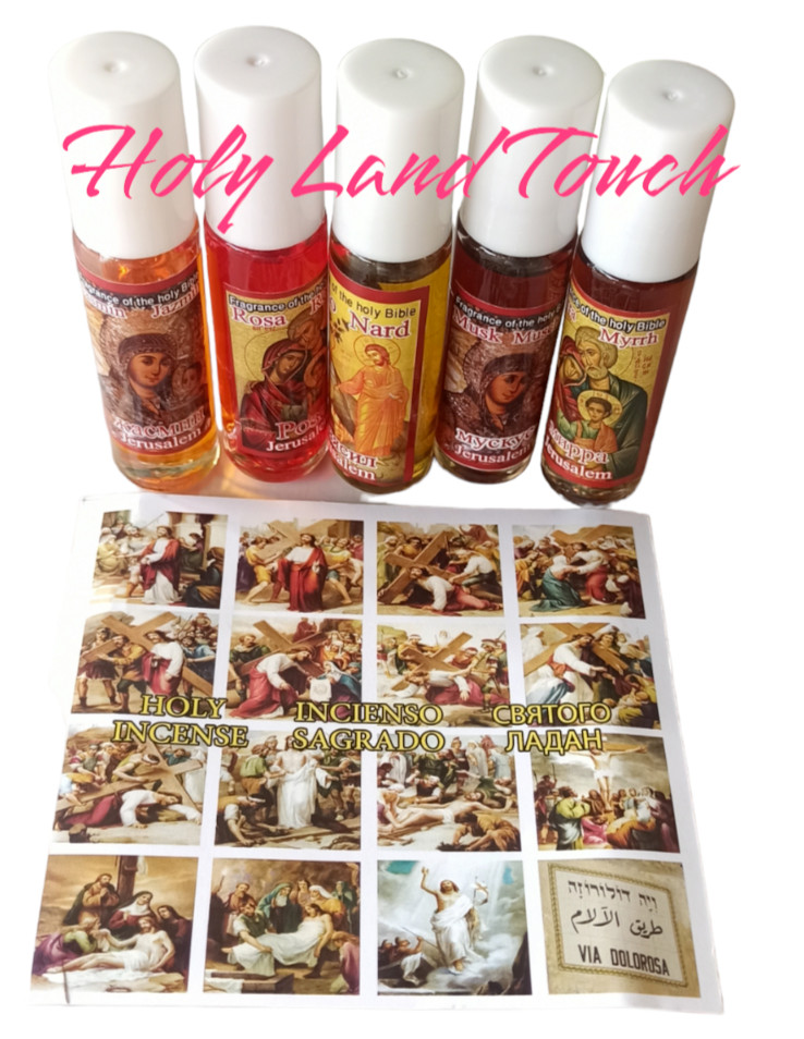 Set 5 Pure Anointing Oil Jerusalem Holy Land Nardo Musk Myrrh Jazmin Rose