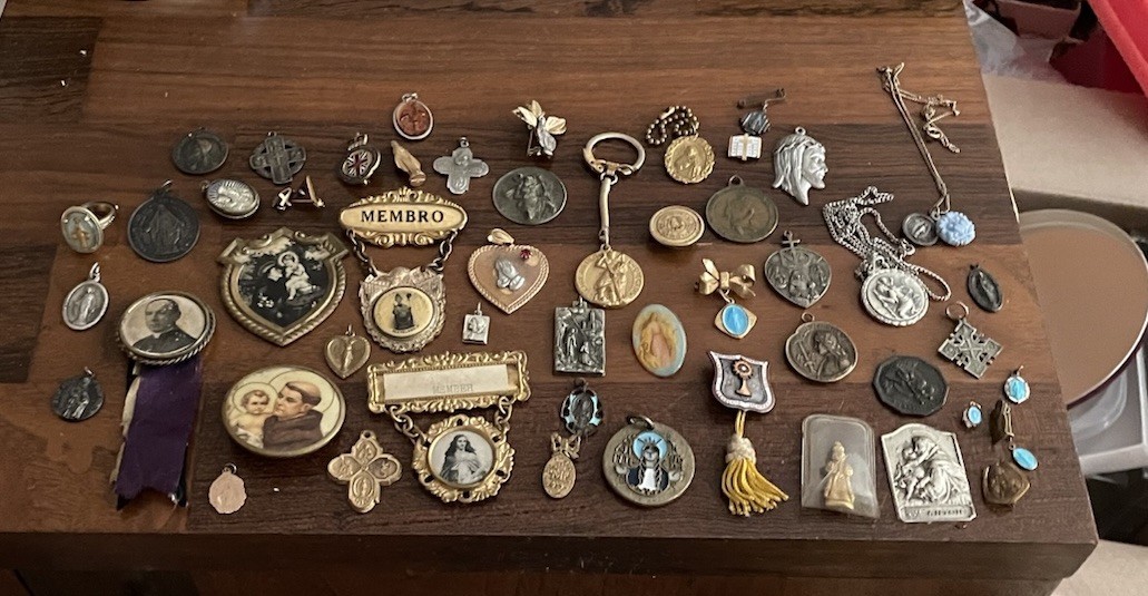 Antique Vintage Catholic Etc Religious Medal Lot Jewelry Over 100 Items