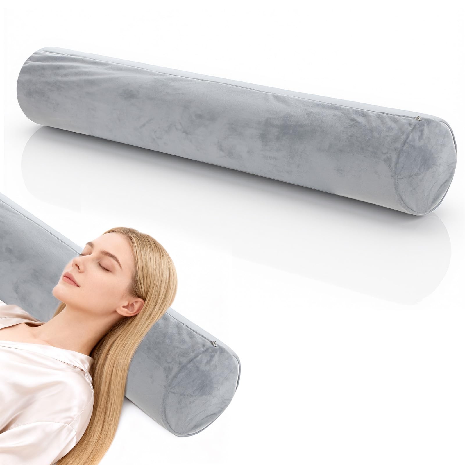 Round Body Pillow Cover, 7.9 x 47Inch/20 x 120cm Bolster Standard, Gray
