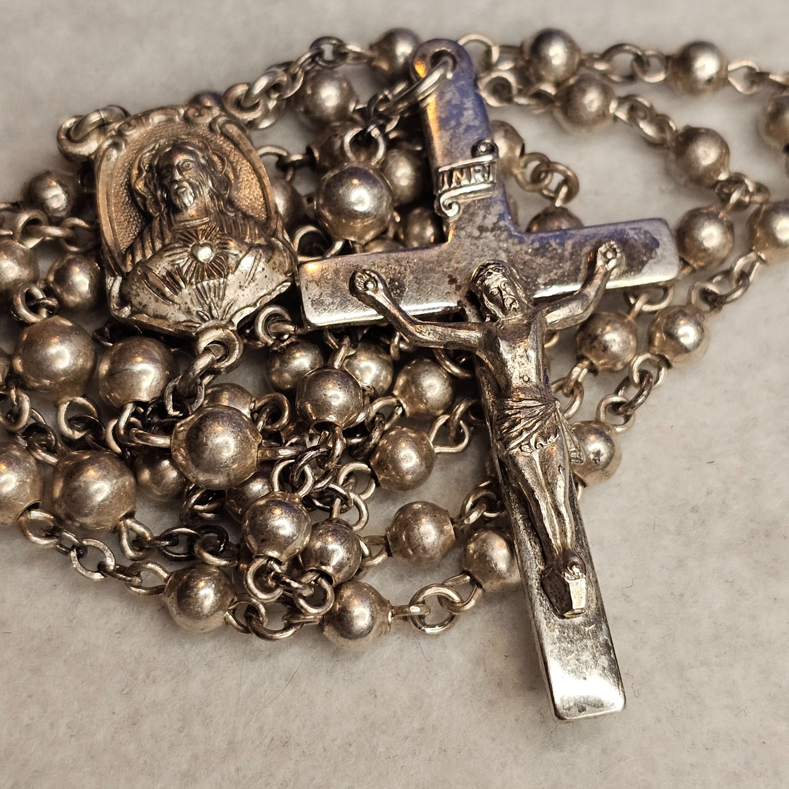 Vintage Creed Sterling Silver Rosary 20g All Sterling Beads Sacred Heart Center