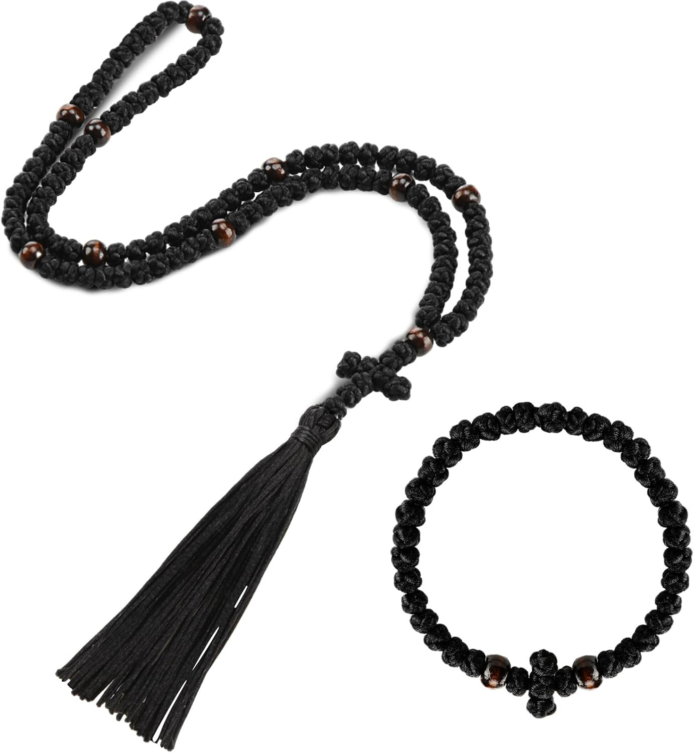 Landical 2 Pcs Chotki Orthodox Prayer Rope 100 Knots with Christian 33 Knots Han