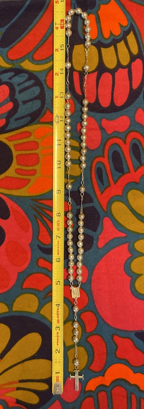Vintage 925 Sterling Silver Rosary MEXICO 48 Grams 17” Long Taxco TM 222
