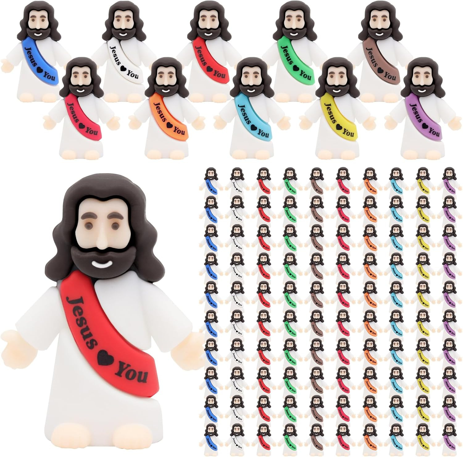 100 Pcs Jesus Love You Mini Figures Baby Jesus Figurines in Bulk Tiny Miniature