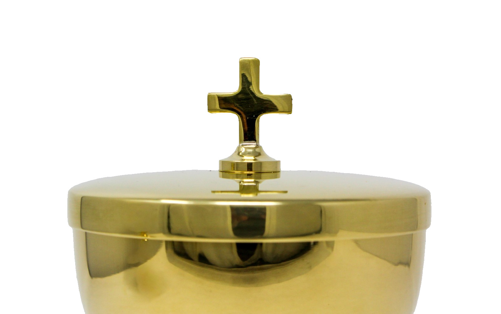 Brass Chalice Cup, Lidded Ciborium With Cross Top and Paten Vessel Church Set