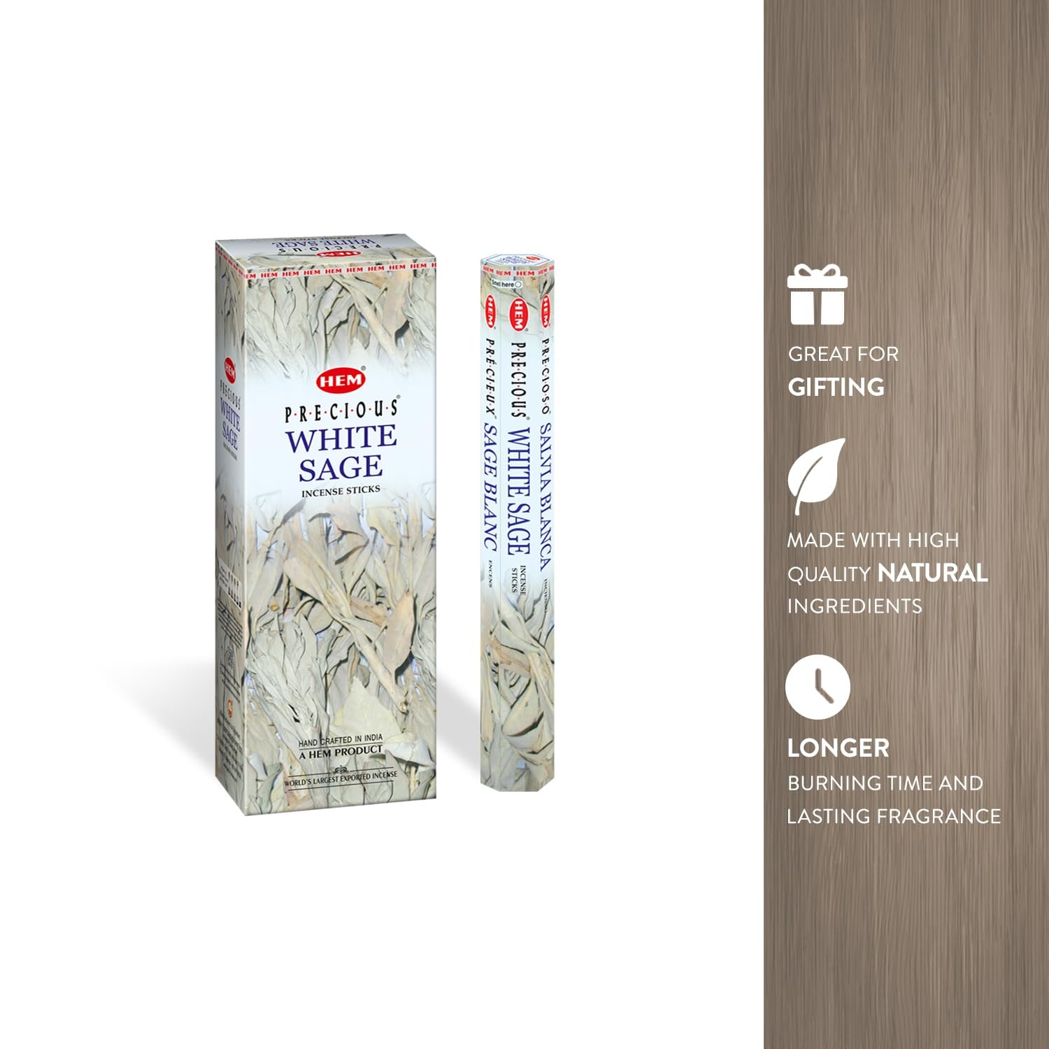 HEM White Sage Incense Sticks – 100 Count | 20 (Pack of 5), Black