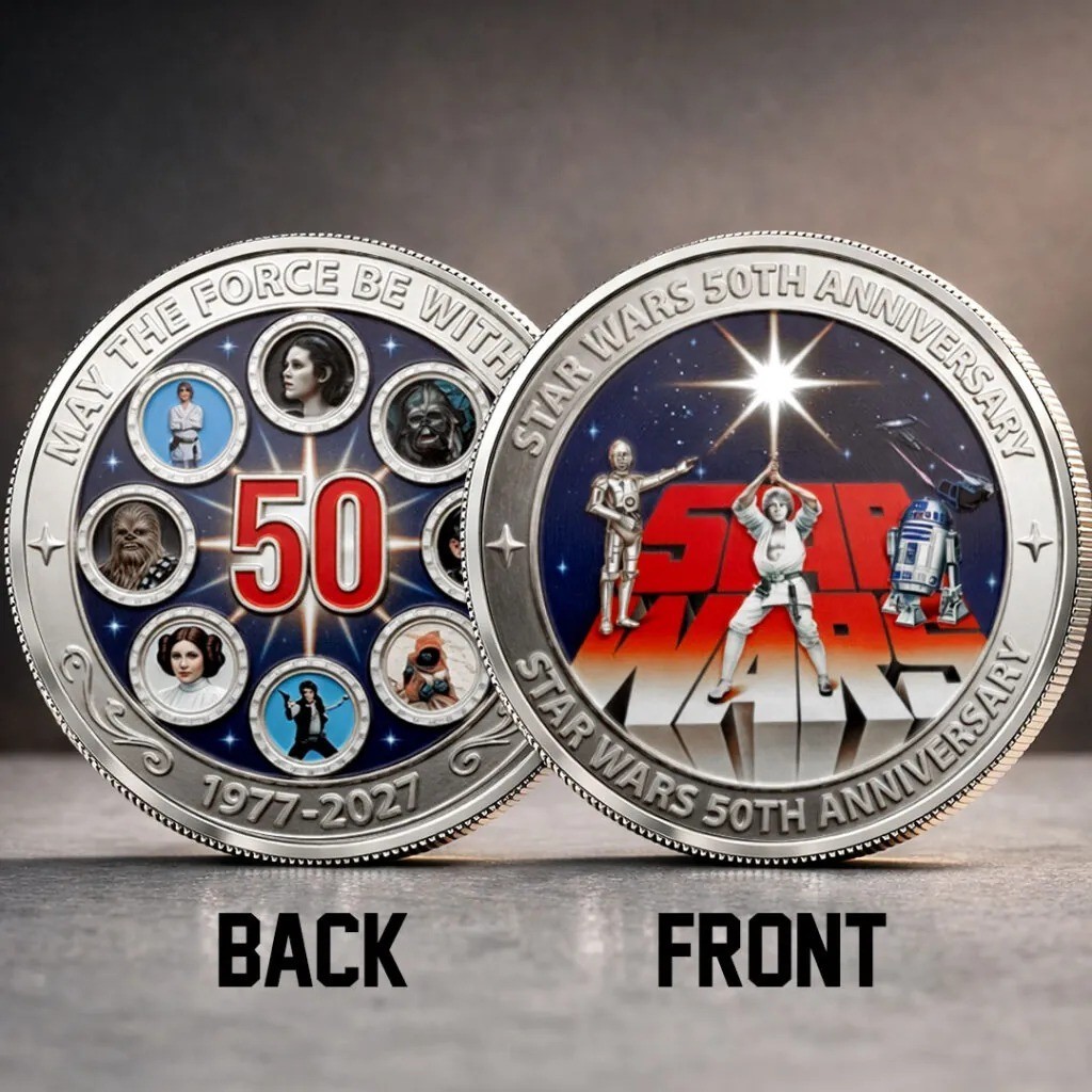 Star Wars 50th Anniversary Coin 1977-2027 May The Force Be With You Gold Coin