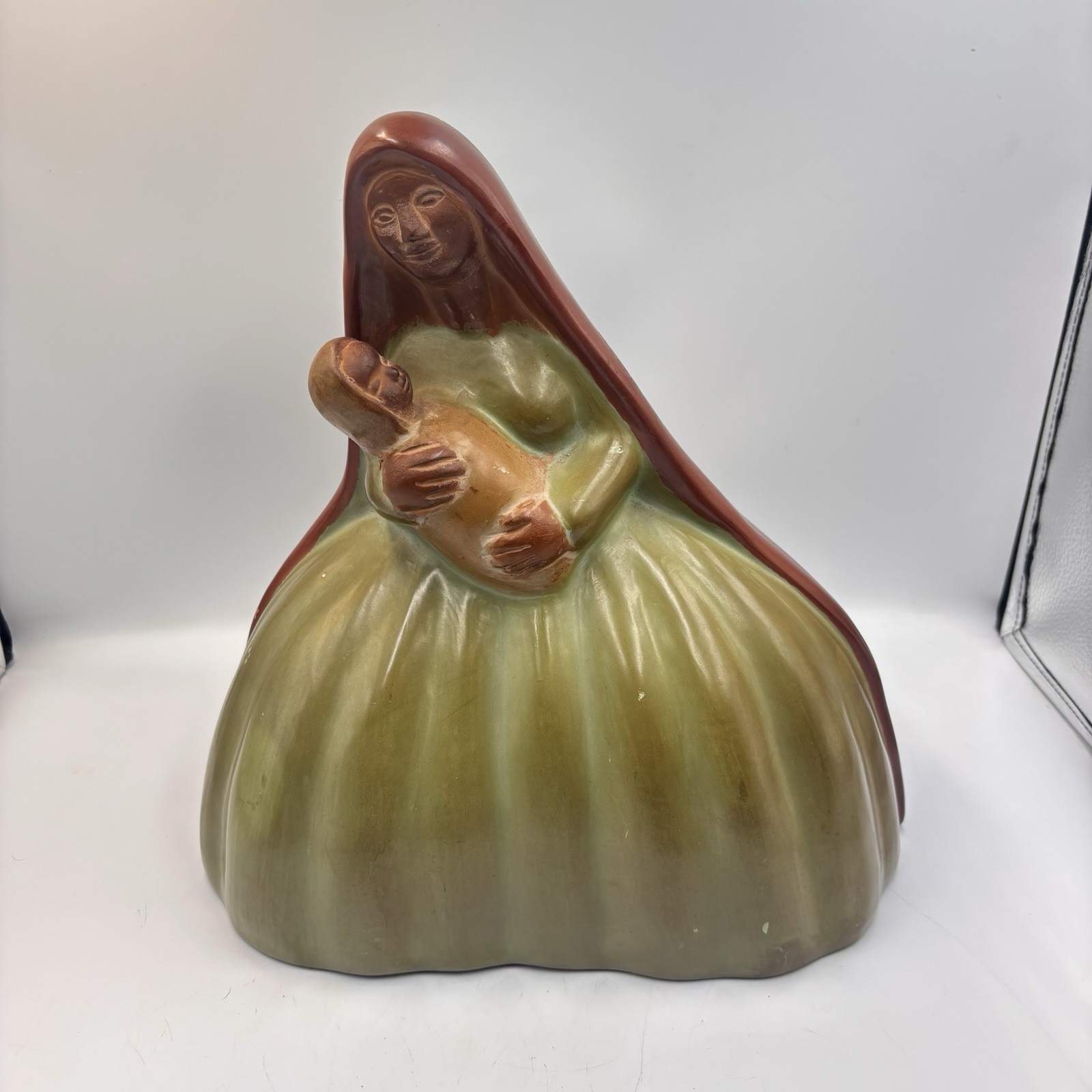 Rare Genaro Paz Peru Chulucanas Pottery Madonna Mary Child Jesus- 12.5”