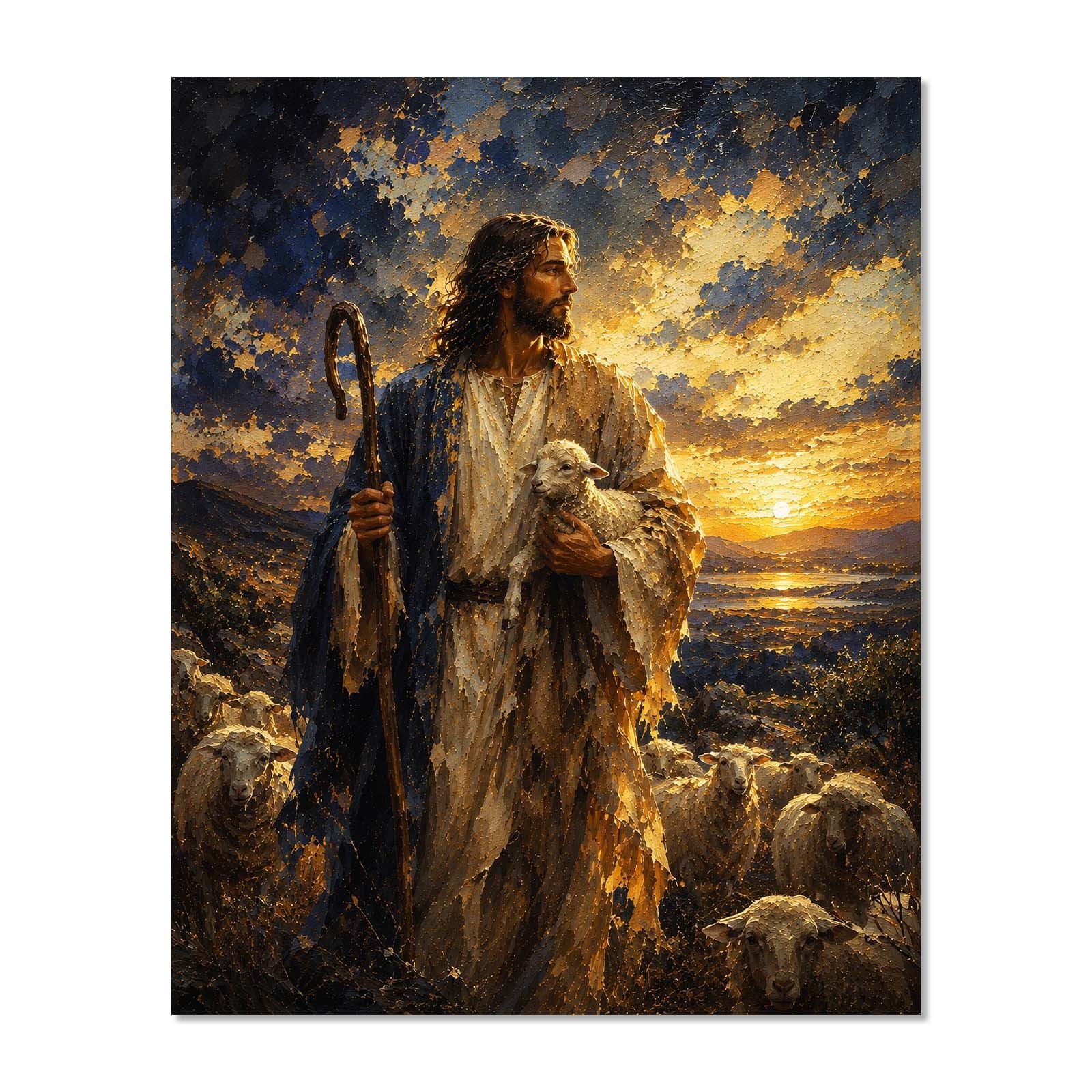 Jesus Christ Good Shepherd Canvas Print 8×10 Wall Art Twilight Christian Decor