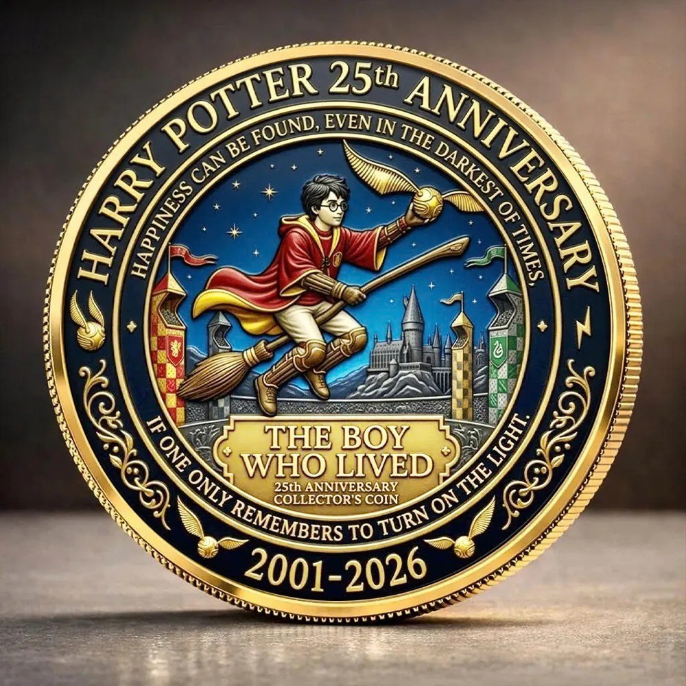 Harry Potter 25th Anniversary Collector Coin 2001-2026 The Boy Who Lived Gold