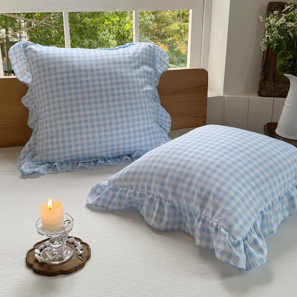 NSNLGSGC Light Blue Ruffled 20″ x (Pack of 2), Gingham