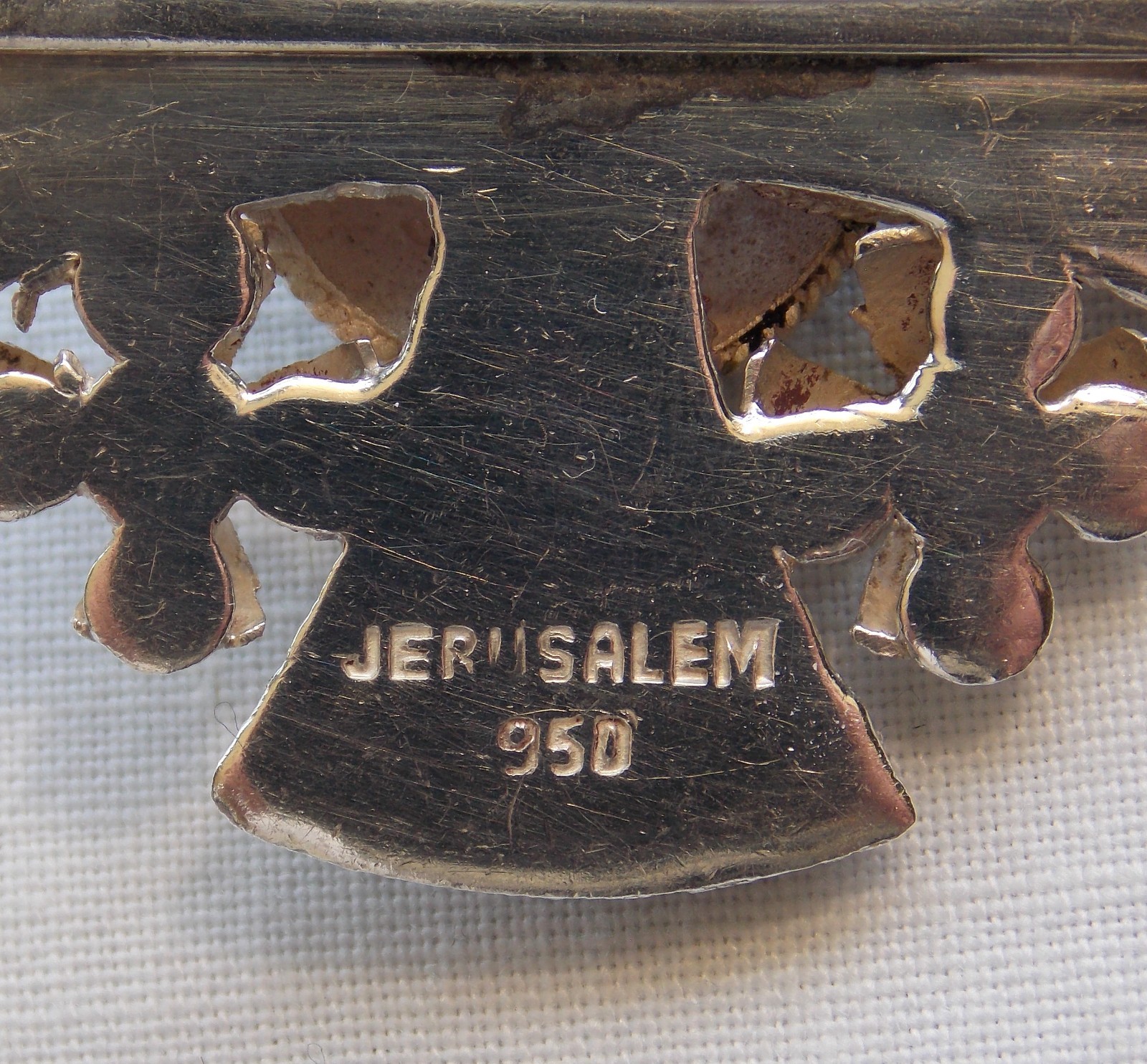 Vintage Classic Jerusalem Cross Pendant Pin 950 Silver Holy Land Filigree Large